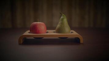 bunt frisch organisch roh Obst Snack Essen auf hölzern Tabelle video