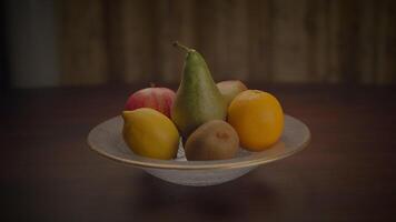 Colorful Fresh Organic Raw Fruit Snack Food on Wooden Table video
