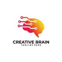 digital brain logo vector