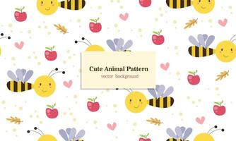 Bee animal seamless pattern background vector
