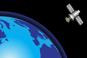 satélites en orbita alrededor tierra. global comunicación conectar concepto. vector
