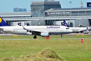 Warsaw,Poland. 8 June 2018. Warsaw Chopin Airport. Airplane at the airport after landing. photo