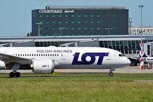 Warsaw Poland. June 8, 2018. Chopin Airport in Warsaw. Plane at the airport after landing. photo