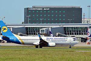 Warsaw Poland. June 8, 2018. Chopin Airport in Warsaw. Plane at the airport after landing. photo