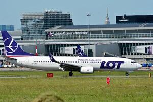 Warsaw Poland. June 8, 2018. Chopin Airport in Warsaw. Plane at the airport after landing. photo