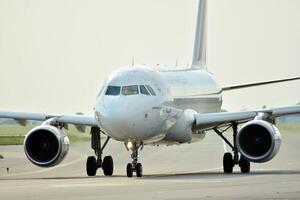 Warsaw Poland. June 8, 2018. Chopin Airport in Warsaw. Plane at the airport after landing. photo