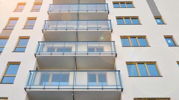 Residential area with modern apartment building. Facade of a modern apartment building. photo