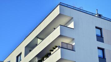 Residential area with modern apartment building. Facade of a modern apartment building. photo