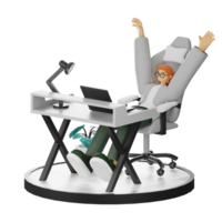 A Teenage Girl's Journey in 3D Illustration at the Computer Desk png