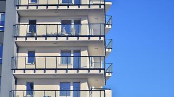 Residential area with modern apartment building. Facade of a modern apartment building. photo