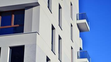 Residential area with modern apartment building. Facade of a modern apartment building. photo