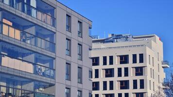 Residential area with modern apartment building. Facade of a modern apartment building. photo