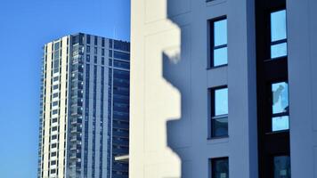 Residential area with modern apartment building. Facade of a modern apartment building. photo