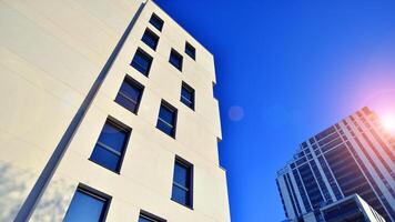 Residential area with modern apartment building. Facade of a modern apartment building. photo