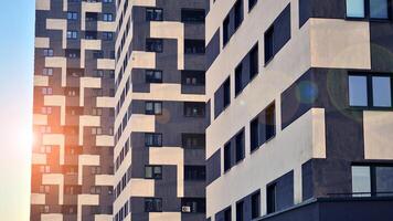 Residential area with modern apartment building. Facade of a modern apartment building. photo