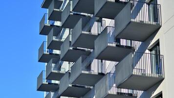 Residential area with modern apartment building. Facade of a modern apartment building. photo