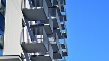 Residential area with modern apartment building. Facade of a modern apartment building. photo