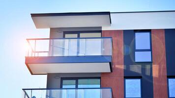 Residential area with modern apartment building. Multi Storey modern, new and stylish living block of flats. photo