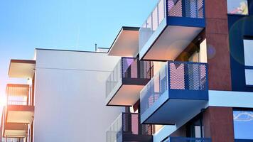 Residential area with modern apartment building. Multi Storey modern, new and stylish living block of flats. photo