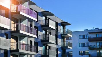 Residential area with modern apartment building. Multi Storey modern, new and stylish living block of flats. photo