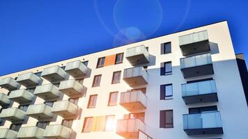 Residential area with modern apartment building. Multi Storey modern, new and stylish living block of flats. photo