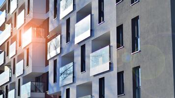 Residential area with modern apartment building. Multi Storey modern, new and stylish living block of flats. photo