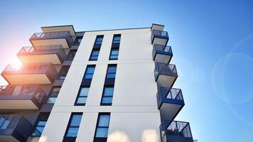 Residential area with modern apartment building. Multi Storey modern, new and stylish living block of flats. photo