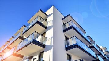 Residential area with modern apartment building. Multi Storey modern, new and stylish living block of flats. photo