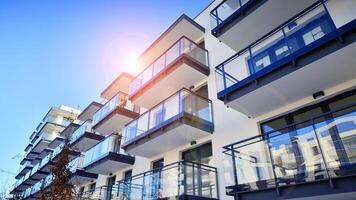 Residential area with modern apartment building. Multi Storey modern, new and stylish living block of flats. photo