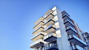 Residential area with modern apartment building. Multi Storey modern, new and stylish living block of flats. photo