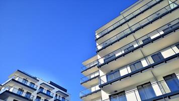 Residential area with modern apartment building. Multi Storey modern, new and stylish living block of flats. photo