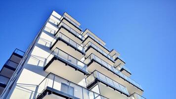 Residential area with modern apartment building. Multi Storey modern, new and stylish living block of flats. photo
