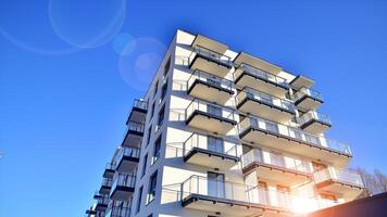 Residential area with modern apartment building. Multi Storey modern, new and stylish living block of flats. photo