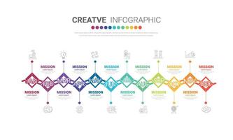 Presentation business infographic template, Timeline for 12 months, 1 year, can be used for workflow, process diagram, flow chart. vector