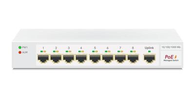 Professional network industrial gigabit switch isolated on white background with RJ45 Modular plugs for solid Cat5, Cat5e, CAT6 Ethernet Cable connecters. vector