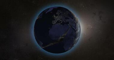 asteroide o meteorito Bóveda a Europa continente en planeta tierra video