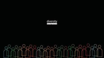 Diiversity equity Inclusion and belonging line infographic group set, line people illustration for background vector