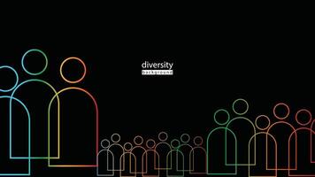 Diiversity equity Inclusion and belonging line infographic group set, line people illustration for background vector