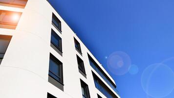 Modern architecture of urban residential apartment building. Apartment building exterior, residential house facade. photo