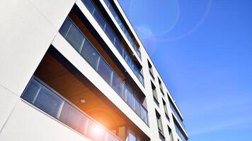 Modern architecture of urban residential apartment building. Apartment building exterior, residential house facade. photo