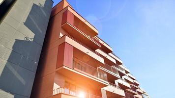 Modern architecture of urban residential apartment building. Apartment building exterior, residential house facade. photo