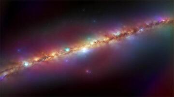 Fantasy scene of a swirling nebula of multicolored light against a dark background. video