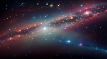 fantasia grafica scena un' luminosa nebulosa roteato con innumerevoli stelle attraverso il buio notte cielo. video