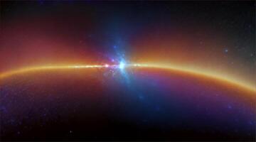 Dreamy light arcs in vibrant colors dance across a starry night, a bright blue sky, and the dark depths of space video