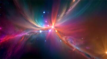 abstract ruimte achtergrond met gloeiend sterren in een kleurrijk ontwerp video