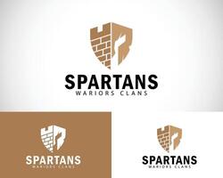 spartan clan logo creative design concept helmet soldier strong vector