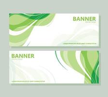 green abstract wave banner design vector