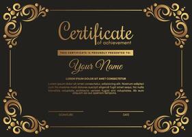 luxury certificate of achievement with gold frame vector