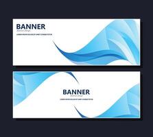 Blue abstract wave banner design vector