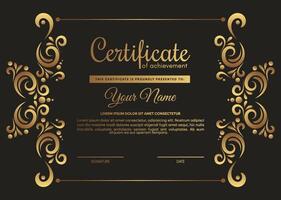 luxury certificate of achievement with gold frame vector